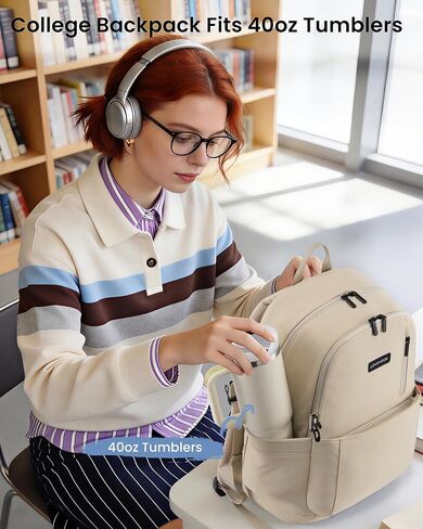 LOVEVOOK Cute School Backpack for Girls Teens, Water-Resistant 17.3 Inch Laptop Backpack, Lightweight Bookbag with Bottle Holder for College, Travel, Work in Kuwait