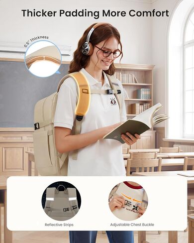 LOVEVOOK Cute School Backpack for Girls Teens, Water-Resistant 17.3 Inch Laptop Backpack, Lightweight Bookbag with Bottle Holder for College, Travel, Work in Kuwait