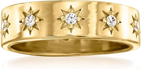 Ross-Simons Italian .20 ct. t.w. CZ Starburst Eternity Band in 18kt Gold Over Sterling in Saudi Arabia