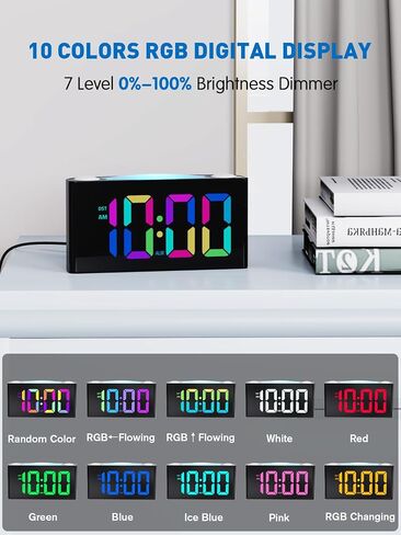 PPLEE Vibrating Alarm Clock for Heavy Sleepers Adults Kids & Seniors, Bed Shaker Alarm Clock with 3 Wake-Up Modes, 7.5" RGB Large Display, Loud Alarm, Night Light, USB & Type-C Charger, Battery Backup in Saudi Arabia