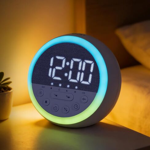 White Noise Sound Machine Alarm Clock with Timer, Portable LED USB Night Light Wake Up Sleep Sound Machine 11 Sounds Digital Night Lights Sleep Aid for Adults Bedroom Office Travel Gifts in Kuwait