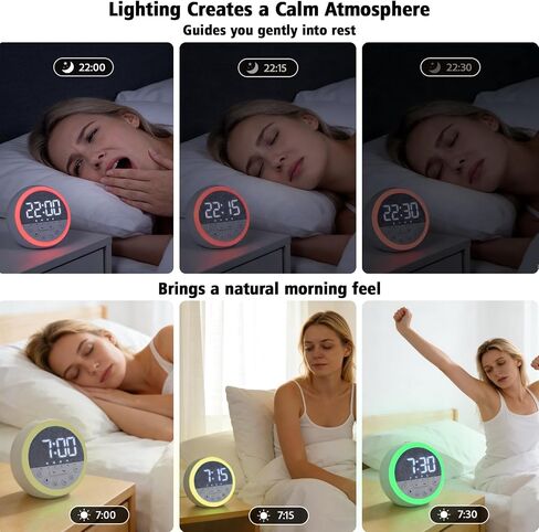 White Noise Sound Machine Alarm Clock with Timer, Portable LED USB Night Light Wake Up Sleep Sound Machine 11 Sounds Digital Night Lights Sleep Aid for Adults Bedroom Office Travel Gifts in Kuwait