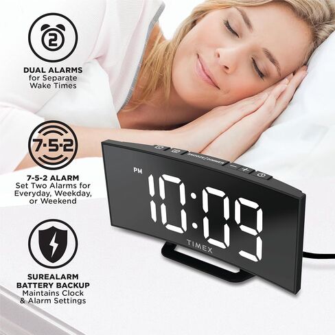Timex Alarm Clock for Bedroom with Large Display and Battery Backup (T334) in Kuwait