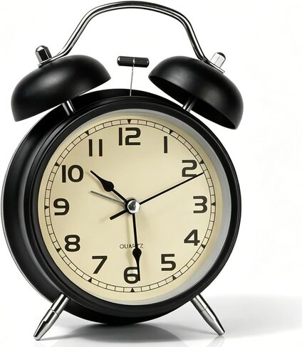 Loud Alarm Clock for Heavy Sleepers, 4" Silent Non Ticking Table Clock with Night Light Vintage Big Ben Twin Bell Alarm Clocks for Bedrooms Desk Gift for Children and Adults in Saudi Arabia