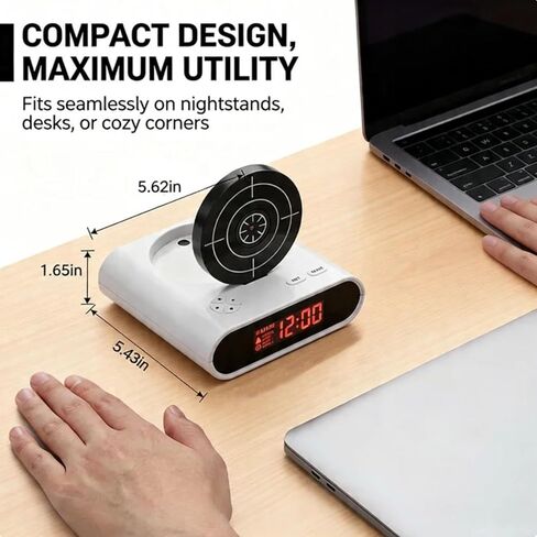 Upgraded Gun and Target Alarm Clock with Gun Shooting Game Digital Shot Timer Alarm Clock Interactive Wake You Shoot Personalized LED Display Bedside Kids Adults Fun Gift Bedroom Office (Black) in Kuwait