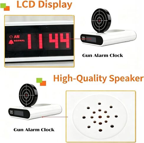 Upgraded Gun and Target Alarm Clock with Gun Shooting Game Digital Shot Timer Alarm Clock Interactive Wake You Shoot Personalized LED Display Bedside Kids Adults Fun Gift Bedroom Office (Black) in Kuwait