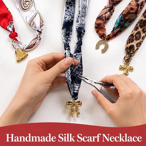 Scarf Necklace with Charm for Women - 4 Pack Western Cowgirl Horseshoe Necklace with Card Scarf Bow Cross Bandana Necklaces Jewelry Gift for Mom Daughter Girlfriend Bestie‌ Birthday Graduation Anniversary‌ Mothers Day in Saudi Arabia