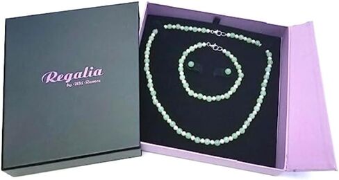 Regalia by Ulti Ramos .925 Sterling Silver Genuine 6mm Jade and Freshwater Cultured Pearl Necklace, Bracelet, and Stud Earrings Jewelry in Saudi Arabia