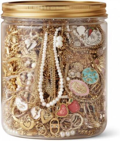 Gold Mystery Jewelry Jar Set | 10-piece Mystery jar Set, Assorted Gold-tone Earrings, Rings, Necklaces, Gift-ready Packaging For Women. in Kuwait