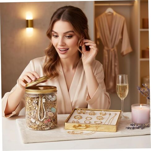 Gold Mystery Jewelry Jar Set | 10-piece Mystery jar Set, Assorted Gold-tone Earrings, Rings, Necklaces, Gift-ready Packaging For Women. in Kuwait