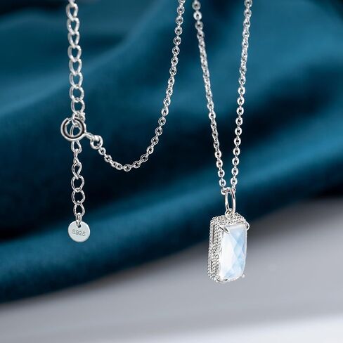 Moonstone Earrings and Necklace Jewelry Set 925 Sterling Silver Rectangular Moonstone Natural Gemstone Jewelry for Women in Saudi Arabia
