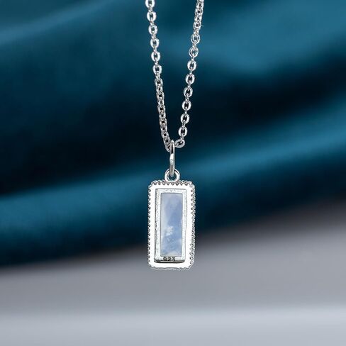Moonstone Earrings and Necklace Jewelry Set 925 Sterling Silver Rectangular Moonstone Natural Gemstone Jewelry for Women in Saudi Arabia
