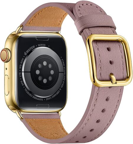 MNBVCXZ Leather Bands Compatible with Apple Watch Band Women, Womens Genuine Replacement Strap for iWatch Series 11 10 9 8 7 6 5 4 3 2 1 SE 3 SE 2 SE (42mm 41mm 40mm 38mm, Pink Sand/Rose Gold) in Saudi Arabia