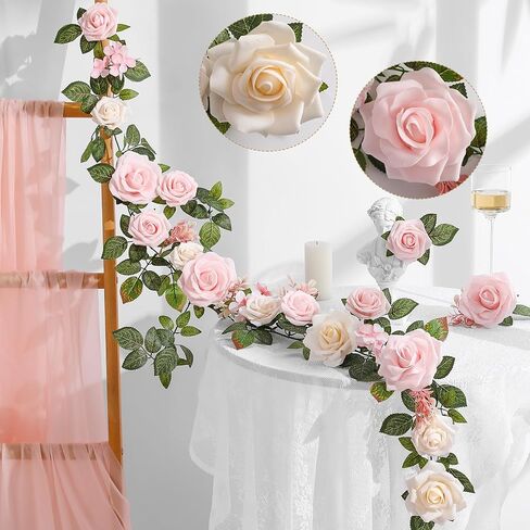 5FT Artificial Rose Flower Burgundy Fake Floral Garland for Wedding Ceremony Backdrop Arch Flowers Table Centerpieces Decorations in Saudi Arabia