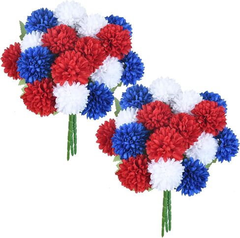 6 Bundles Red White and Blue Flowers, Artificial Daisy Flowers for Outdoor Memorial Day Flower for Cemetery Grave Independence Day Home Kitchen Party Decoration (11.42") in Saudi Arabia