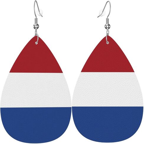 Country Flag Teardrop Earrings For Women Lightweight Leather Dangle Earrings Patriotic Jewelry Gifts in Saudi Arabia
