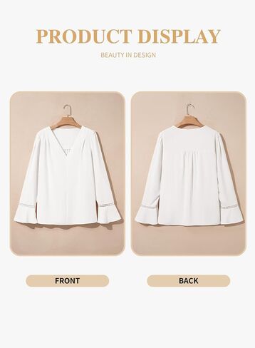 Eytino Womens Plus Size Tops Long Sleeve Pleated V Neck Dressy Casual Business Work Shirts 2026 Fashion Clothes(1X-5X) in Kuwait