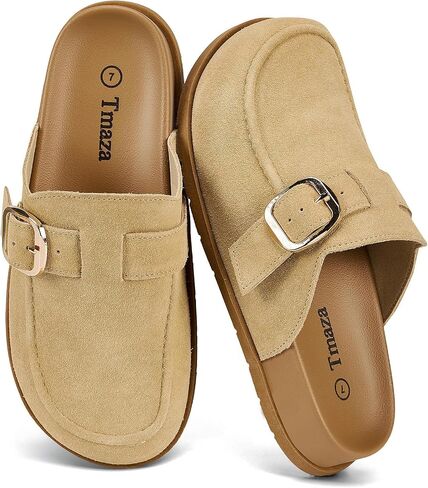 100% Genuine Suede Clogs for Women Footbed Arch Support Sandals Slip on Cushion Slides in Kuwait