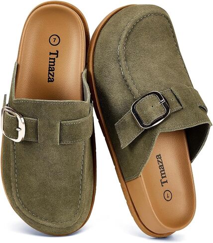 100% Genuine Suede Clogs for Women Footbed Arch Support Sandals Slip on Cushion Slides in Kuwait