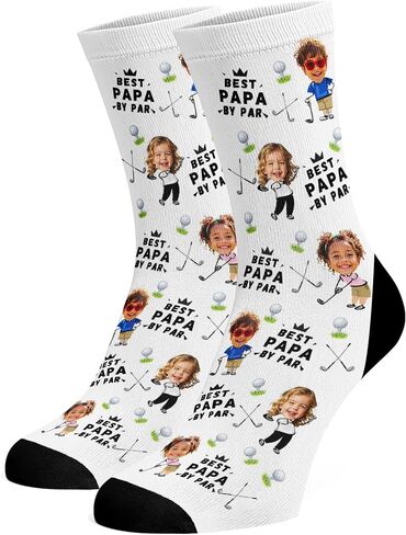 Custom Best Dad By Par Socks for Men, Personalized with Photo Face Customized Fathers Day Gift for Dad Grandpa in Kuwait