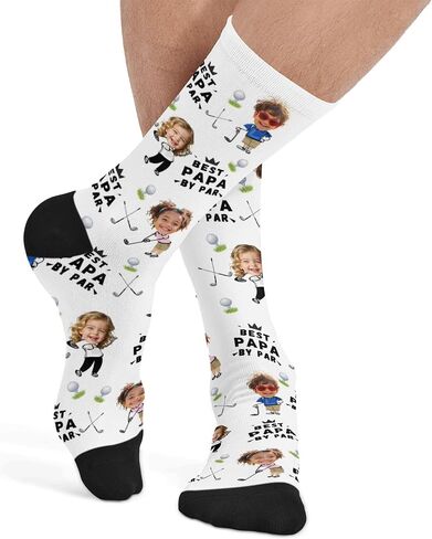Custom Best Dad By Par Socks for Men, Personalized with Photo Face Customized Fathers Day Gift for Dad Grandpa in Kuwait