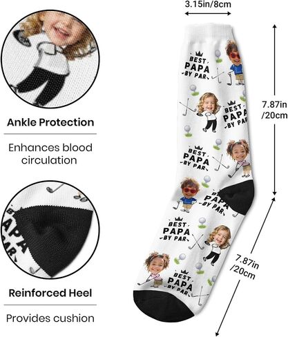 Custom Best Dad By Par Socks for Men, Personalized with Photo Face Customized Fathers Day Gift for Dad Grandpa in Kuwait