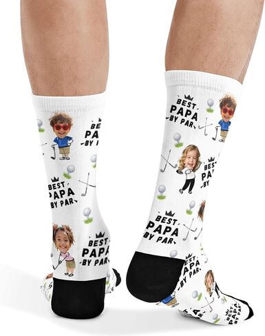 Custom Best Dad By Par Socks for Men, Personalized with Photo Face Customized Fathers Day Gift for Dad Grandpa in Kuwait