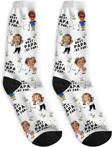 Custom Best Dad By Par Socks for Men, Personalized with Photo Face Customized Fathers Day Gift for Dad Grandpa in Kuwait