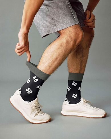 Jeasona 50th Birthday Gifts for Him Men Birth in 1976 Male 50 Years Socks Crew Cotton Funny Present for Husband Dad Brother Friend turning 50, Black Size 7-13 in Saudi Arabia