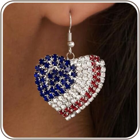 4th of July Earrings for Women – Patriotic Red White and Blue American Flag Statement Dangle Earrings for Memorial Day Independence Day Parade Party BBQ in Kuwait