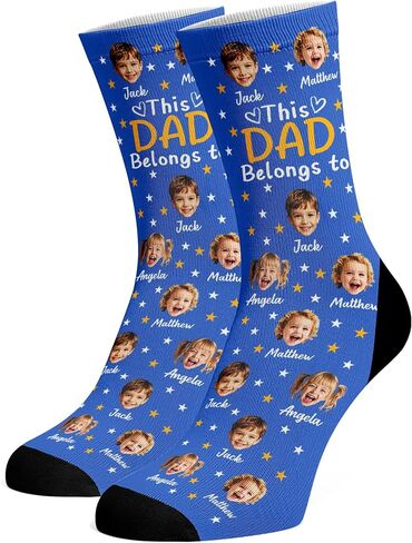 Custom Best Dad By Par Socks for Men, Personalized with Photo Face Customized Fathers Day Gift for Dad Grandpa in Kuwait