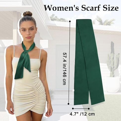 Solid Color Hair Scarf for Women, Satin Womens Scarfs Fashion Ladies Scarves for Bag Handle Hat Waist Accessory in Kuwait
