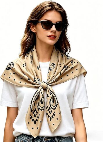 35 Inch Large Square Head Scarf, Soft Cotton Like Hair Scarf, Fashion Bandana, Night Sleeping Hair Wraps for Women in Saudi Arabia