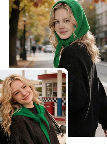 VENVSBEE 100% Wool Scarf for Women - Parisian Versatile Knit Triangle Wrap, Hooded Neck Gaiter & Headscarf in Saudi Arabia