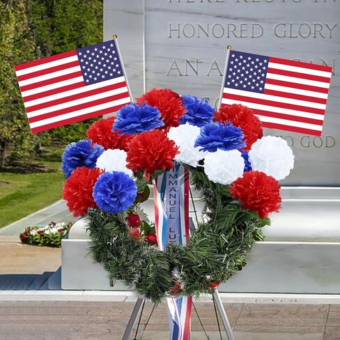60 Pcs Red White and Blue Flowers with 9.8" Stems, Patriotic Flowers Decor, 4th of July Flower Artificial Carnation, Memorial Day Decor for Cemetery, Table Centerpiece Crafts(60, Red, White, Blue) in Saudi Arabia
