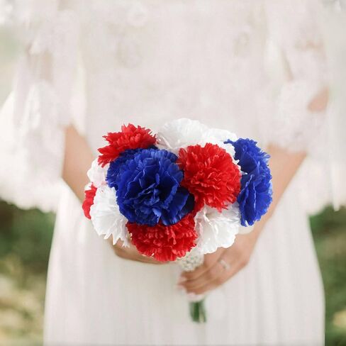 60 Pcs Red White and Blue Flowers with 9.8" Stems, Patriotic Flowers Decor, 4th of July Flower Artificial Carnation, Memorial Day Decor for Cemetery, Table Centerpiece Crafts(60, Red, White, Blue) in Saudi Arabia