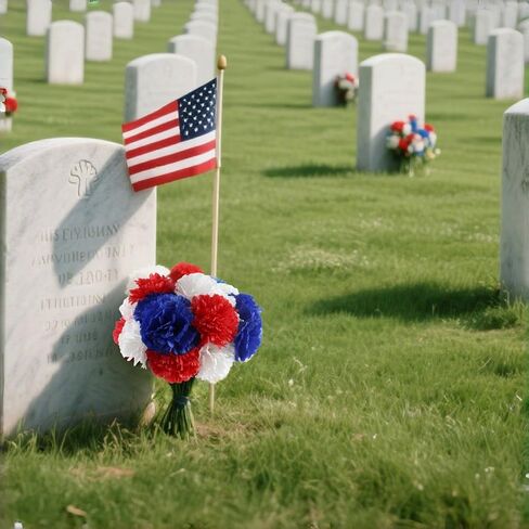 60 Pcs Red White and Blue Flowers with 9.8" Stems, Patriotic Flowers Decor, 4th of July Flower Artificial Carnation, Memorial Day Decor for Cemetery, Table Centerpiece Crafts(60, Red, White, Blue) in Saudi Arabia