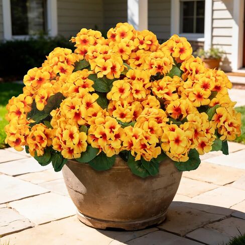 8 Pcs 17" Artificial Geranium Flowers for Outdoors, Fake Silk Flowers UV Resistant Realistic Faux Geranium Plants for Front Porch Door Garden Yard Window Planters Outside Home Decor, Red in Saudi Arabia