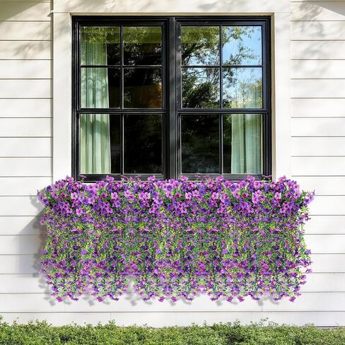 Artificial Hanging Flowers for Outdoors Faux Plants Spring Porch Decor, 2 Pcs Fake Hanging Plant Silk Flower UV Resistant for Outside Patio Home Balcony Planter Yard Garden Purple Orchid in Kuwait