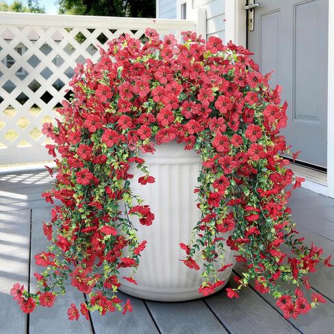Artificial Hanging Flowers for Outdoors Faux Plants Spring Porch Decor, 2 Pcs Fake Hanging Plant Silk Flower UV Resistant for Outside Patio Home Balcony Planter Yard Garden Purple Orchid in Kuwait