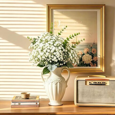 200 Pcs Babys Breath Artificial Flowers White Baby's Breath plastic Flowers Artificial Bulk,faux flowers,Real Touch Small Fake Flowers Baby Breath for Wedding Decor, Party, Home & Garden Decoration in Saudi Arabia