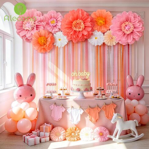 Alecono 9 Pcs Giant Paper Flowers, Extra Large Handcrafted Tissue Paper Flowers Decorations for Wall, Crepe Floral for Mexican Fiesta, Wedding Backdrop, Bridal Shower Birthday Party Decor(24" 20" 14") in Saudi Arabia