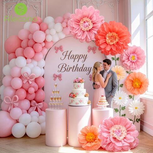 Alecono 9 Pcs Giant Paper Flowers, Extra Large Handcrafted Tissue Paper Flowers Decorations for Wall, Crepe Floral for Mexican Fiesta, Wedding Backdrop, Bridal Shower Birthday Party Decor(24" 20" 14") in Saudi Arabia