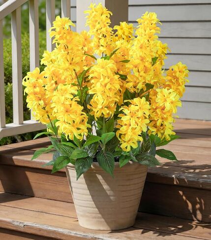 Artificial Flowers 3 Pcs Hyacinth Fake Flowers 19.69" Silk Flowers for Outside, Delphinium Outdoor Faux Flowers Fake Plants for Porch Patio Balcony Yard Indoor Home Decor in Saudi Arabia