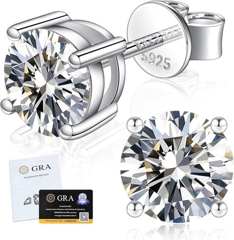 Moissanite Earrings for Women Men, 925 Sterling Silver Hypoallergenic D Color VVS1 Clarity Lab Created Diamond Moissanite Stud Earrings in Saudi Arabia