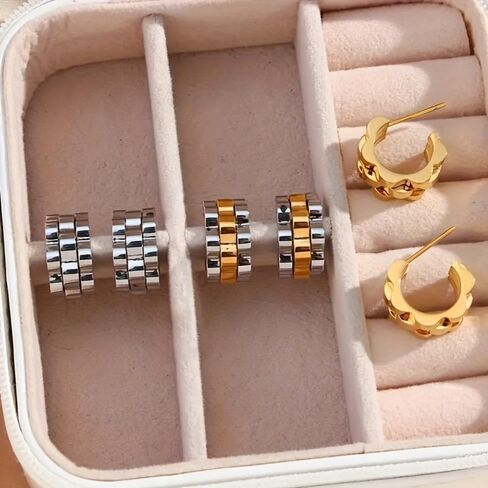 Fashion creative stainless steel wavy earrings, personalized minimalist unisex earrings, daily wear and party accessories suitable for both men and women (silver) in Saudi Arabia