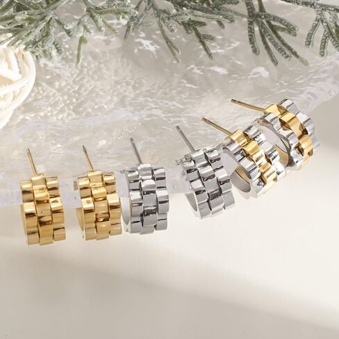 Fashion creative stainless steel wavy earrings, personalized minimalist unisex earrings, daily wear and party accessories suitable for both men and women (silver) in Saudi Arabia