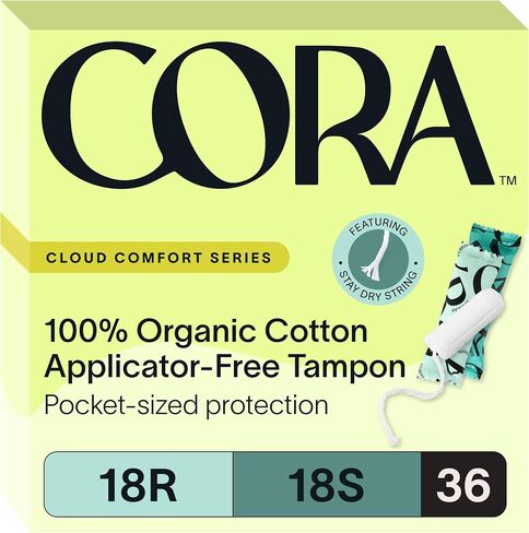 Cora Organic Cotton Non-Applicator Tampons Multipack (18 Regular, 18 Super Non-Applicator Tampons) in Saudi Arabia