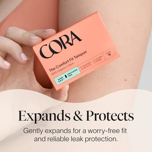 Cora Organic Cotton Non-Applicator Tampons Multipack (18 Regular, 18 Super Non-Applicator Tampons) in Saudi Arabia