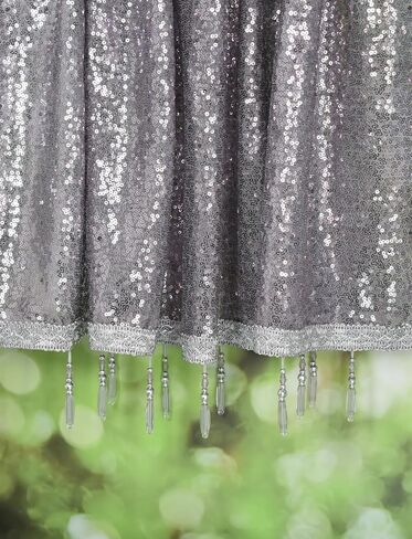 Molaxhome Sequin Valances Curtain Swag Window Valance with Crystal Beads - Rod Pocket Window Treatment for Kitchen Living Room White, W54 x L24 Inch in Saudi Arabia